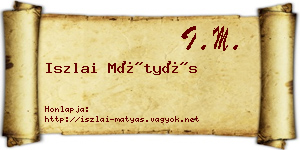 Iszlai Mátyás névjegykártya